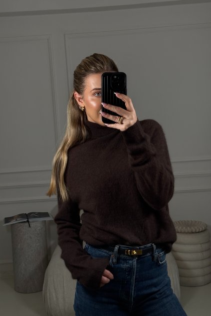 Hnědý čokoládový rolákový svetr Harper