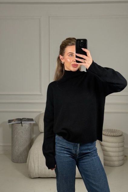 Černý kašmírový rolákový svetr Viviana