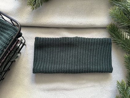 Pletená čelenka TMAVĚ ZELENÁ