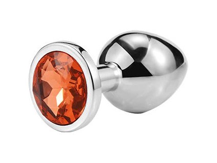 Anální šperk ocelový s oranžovým krystalem kruh