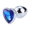 Anální šperk ocelový s tmavě modrým krystalem srdce