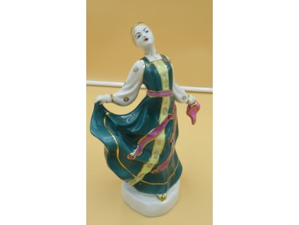 Tančíci Dívka v zelených šatech. Soška. Porcelán.