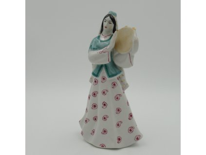 Dívka s tamburínou. Ázerbájdžánský tanec. Soška. Porcelán.