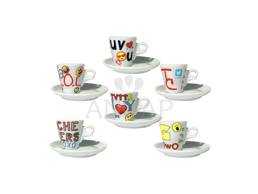 ANCAP - Funny Web espresso cup with saucer 70 ml 6 pcs