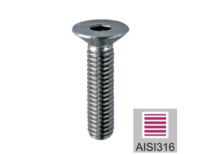 50170 skrutka nerez zapustena hlava aisi316 m6x16mm