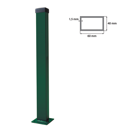 Stĺpik 60x40mm s pätkou ZnPVC 2000mm zelená