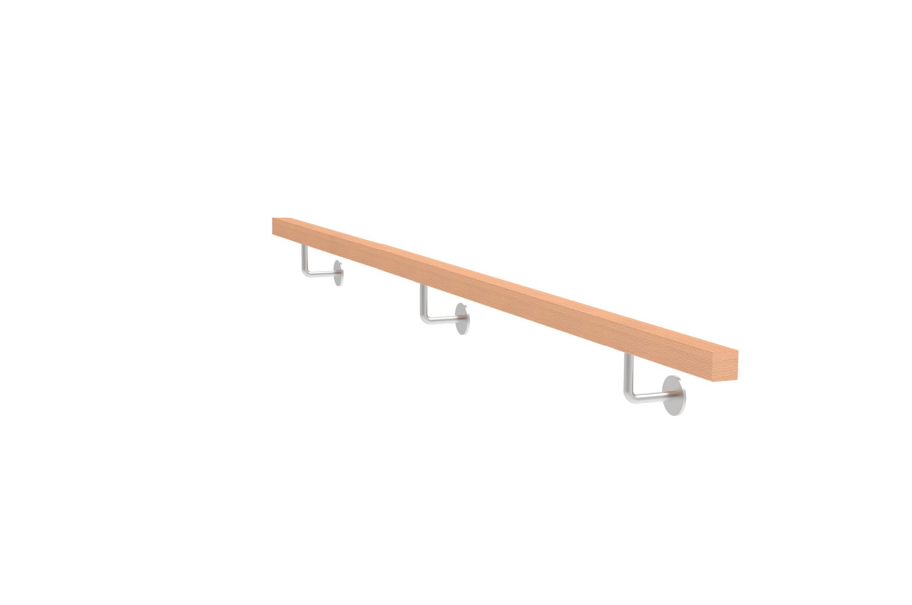 Drevené madlo BUK a nerezové držiaky, JP40x40mm/L2500mm