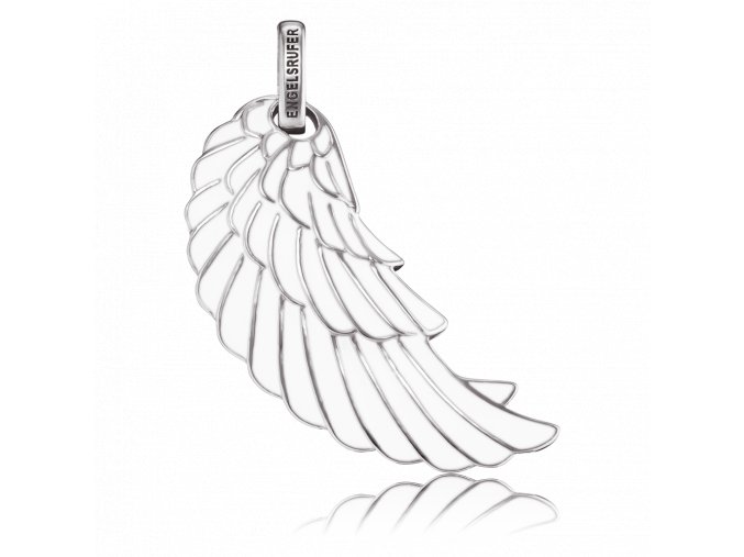 Stříbrné bílé křídlo zdobené smaltem