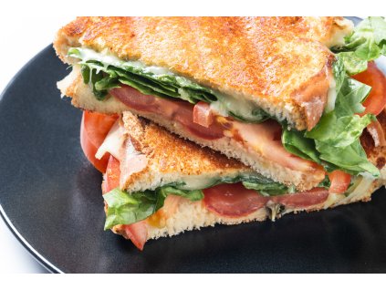 healthy spinach tomato cheese sandwich isolated white background