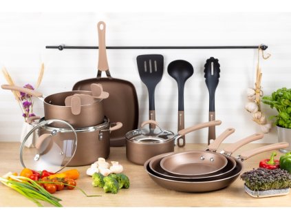 XXL 20 kusová sada riadu - svetlo hnedá