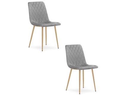 Set 2 kresiel TURIN - svetlosivý zamat / nohy vo farbe dreva
