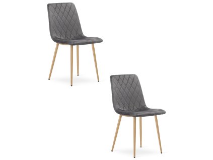 Set 2 kresiel TURIN - tmavosivý zamat / nohy vo farbe dreva