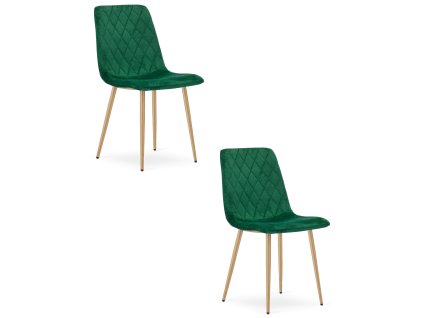 Set 2 kresiel TURIN - tmavozelený zamat  / nohy vo farbe dreva