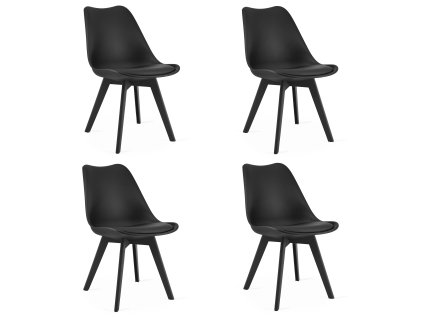 Set 4 stoličiek MARK čierne / čierne nohy