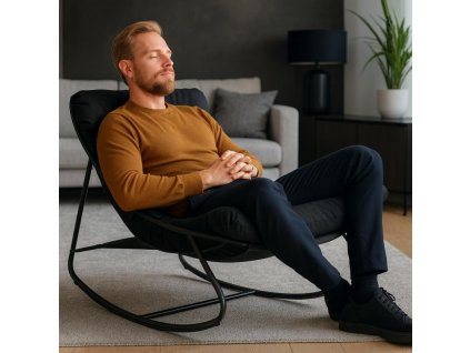 cierne hojdacie kreslo