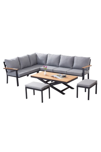 slo pl HLINIKOVY TEAKOVY ZAHRADNY NABYTOK ROHOVA SOFA STOL 2 TABURETY ANTRACITOVA SEDE VANKUSE 0411 2341 1