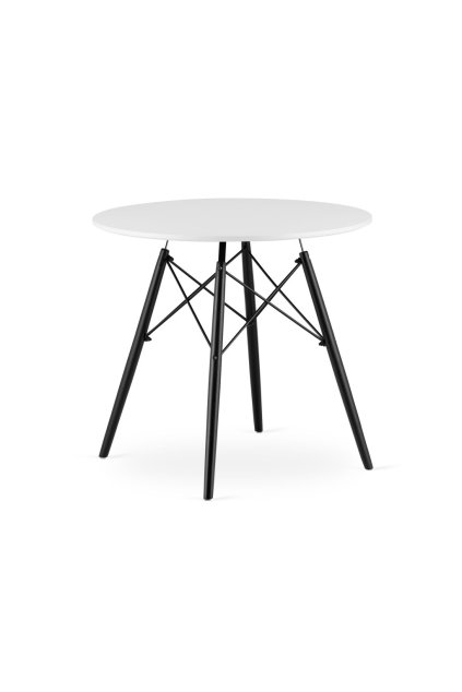 Jedálenský stôl 80 cm biely / čierne nohy