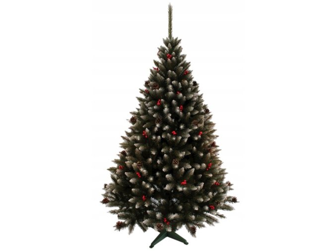 Umelý 3D vianočný stromček BOROVICA s jarabinou 220 cm
