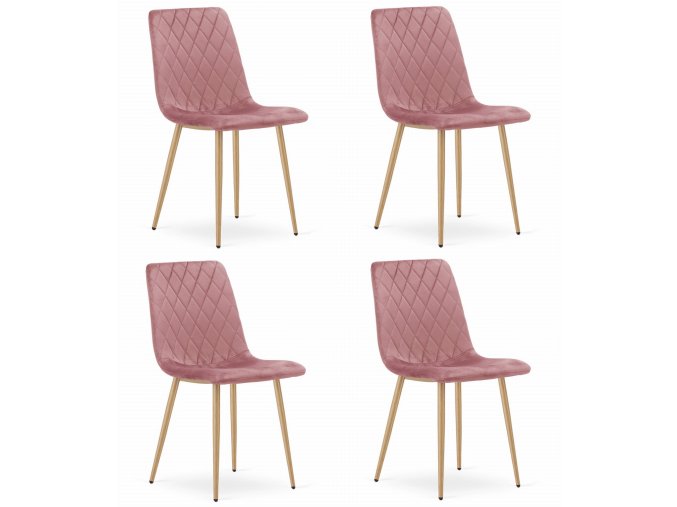 3786 Krzeslo TURIN rozowy aksamit nogi kolor drewna x4