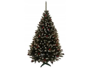 Umelý 3D vianočný stromček BOROVICA s jarabinou 220 cm