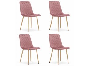 3786 Krzeslo TURIN rozowy aksamit nogi kolor drewna x4
