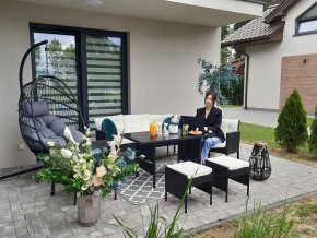slo pl SADA RATANOVYCH NABYTKOV VADUZ SOFA 2 KRESLA 2 PUFLI STOLOVY CIERNA KREMOVE PODUSKY 9583 2331 4