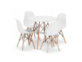 Jedálenská zostava TODI 80cm okrúhly stolový set biely + 4 stoličky OSAKA biele