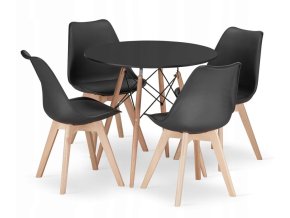 Jedálenská zostava TODI 80cm okrúhly stolový set čierny+ 4 stoličky MARK čierne