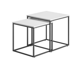 Konferenčný stolík štvorcový 2ks - biely / nohy čierne