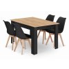 Jedálenská zostava stôl Artisan 120 X 80 čierne nohy + 4 stoličky MARK čierne/ prírodné nohy