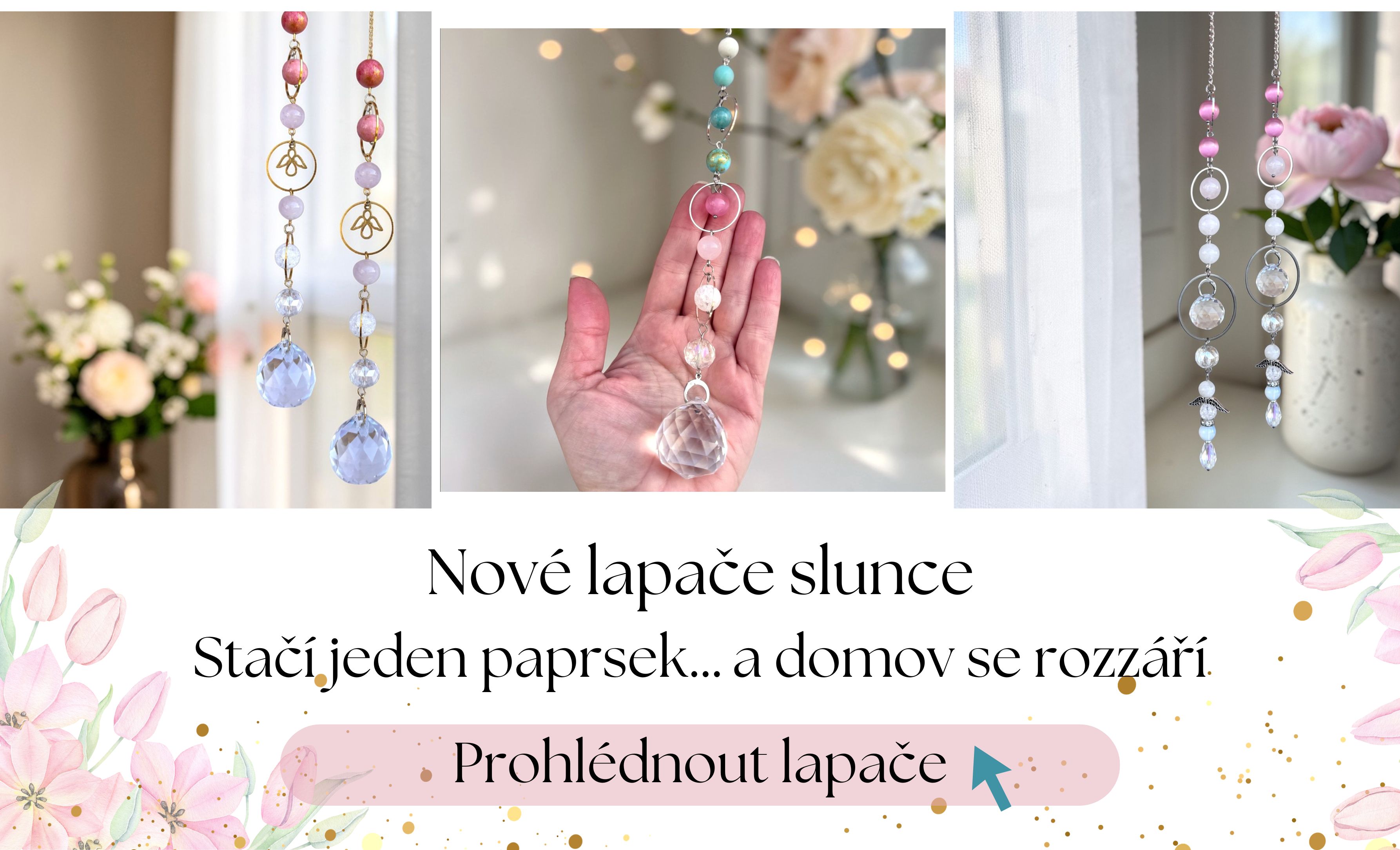 Lapače slunce z křišťálu minerálů