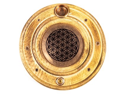 Stojánek na vonné tyčinky a kužely Květ života Mahagon, 10 cm