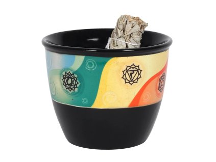 Mani Bhadra Chakra design Keramická miska pro vykuřování, 10,5 x 13 x13 cm