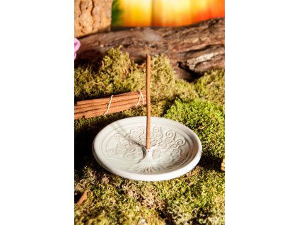 Mani Bhadra Stojánek na vonné tyčinky Yggdrasil tyrkysová keramika, 14 cm