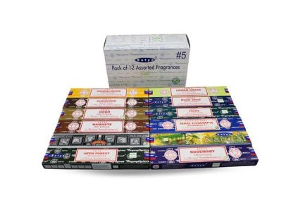 Shrinivas Satya Vonné tyčinky BOX 5 MIX vůní, 12 x 15 g