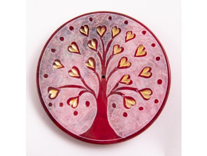 Mani Bhadra Stojánek na vonné tyčinky Tree of life Strom života Mastek Červený, 7,5 cm