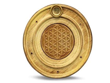 Mani Bhadra Stojánek na vonné tyčinky a kužely Flower of Life (Květ života), Ø 10 cm