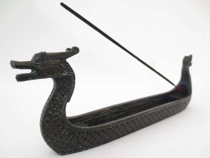 Mani Bhadra Stojánek na vonné tyčinky Dračí loď (bronz), 22 x 7 cm