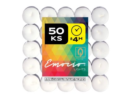 Emocio Čajové svíčky bez parfemace, 4 hod. x 50 ks