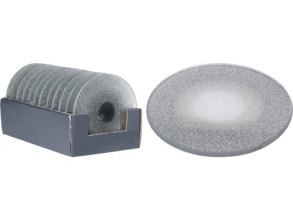 Mani Bhadra Skleněný svícen pod svíčky (talířek) Zrcadlo s glitry, Ø 15 cm