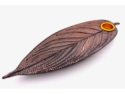 Mani Bhadra Stojánek na vonné tyčinky a kužely List (červený), 7 x 22 cm