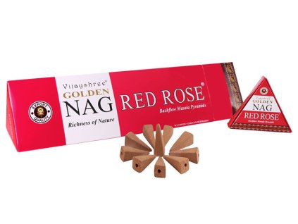 Vijayshree Vonné kužely Tekoucí dým Golden Nag Red Rose, 10 ks