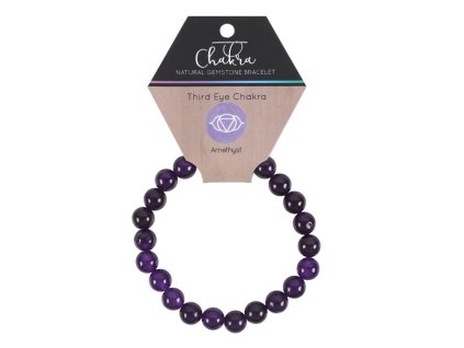 Mindful Frog Čakrový náramek s drahými kameny 6. Čakra Třetí oko Ametyst (korály)