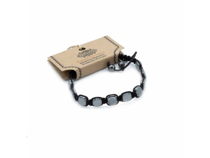 Ancient Wisdom Magnetický Hematitový náramek Shamballa (zaoblené rohy)