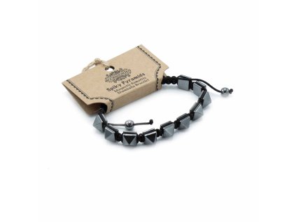 Ancient Wisdom Magnetický Hematitový náramek Shamballa (špičaté pyramidy)