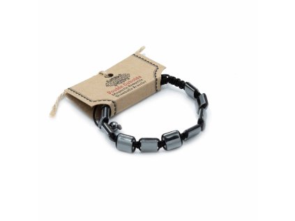Ancient Wisdom Magnetický Hematitový náramek Shamballa (dvojité kvádry)