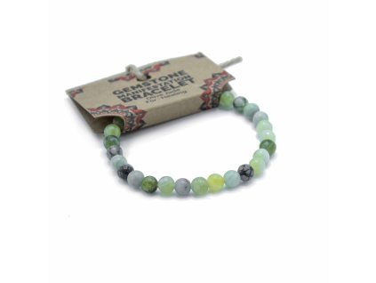 Ancient Wisdom Náramek s drahými kameny pro manifestaci Léčení Olivový nefrit