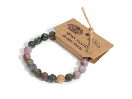 Ancient Wisdom Energetický náramek s drahými kameny Achát mechový