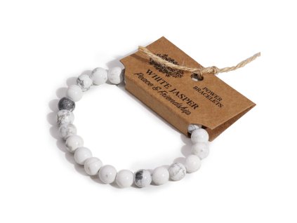 Ancient Wisdom Energetický náramek s drahými kameny Jaspis bílý, Ø korálků 8 mm