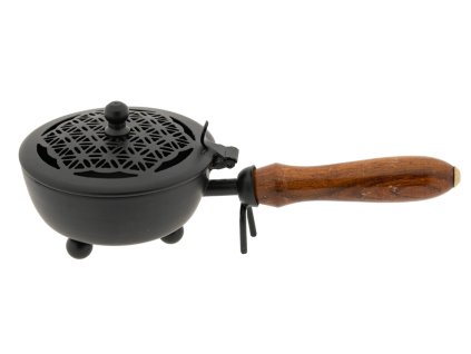 Mani Bhadra Kadidelnice železná s rukojetí Květ života, Ø 9 cm